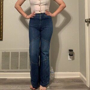 Vintage 1970s Women's High-Waisted Wide Leg Jeans